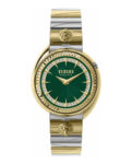 Versus Versace Womens Two Tone 38 mm Tortona Crystal Bracelet Watch VSPHF3121