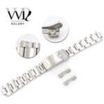 Rolamy 20mm Stainless Steel Watch Band Hollow Curved End Glide Lock Clasp Brushed Bracelet for Rolex VINTAGE Submariner Oyster