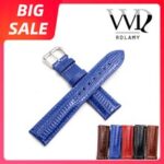 Rolamy 18 20 22mm Blue Red Real Leather Lizard Grain Watch Band For Tag Heuer Omega Montblanc Panerai Rolex Tissot IWC Breitling