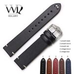 Rolamy 20 22 24mm Real Calf Vintage Leather Black Brown Red Watch Band Strap Belt Polish Buckle For Rolex Omega Seiko IWC Brand