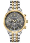 Bulova Men’s Quartz Chronograph Two-Tone Band Grey Dial 42mm Watch 98A215