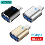 VYOPBC LED USB 3.0 To Type C Adapter OTG To USB C USB-A To Micro USB Type-C Female Connector For Samsung Xiaomi POCO Adapters