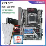 JINGYUE X99 Motherboard LGA 2011-3 Set Kit With E5 2666 V3 CPU Processor 32G(4*8) DDR4 ECC RAM Memory Support M.2 NVME TANIUM D4