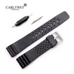 CARLYWET 20mm Black Replacement Silicone Rubber Straight End Wrist watch Band Strap Belt For Rolex Omega Panerai Tag Watch