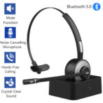 Wireless Headset with Mic Mute Key Trucker Bluetooth headphone for PC Cell Phone