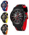 Men’s Sport Chronograph Watch 47MM Case Silicone Band Luminous 30M WR Date Indic