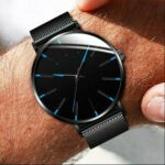 Mens Watch Mesh Belt Business Minimalist Ultra Thin Watches Stainless Steel NEW