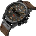 CURREN Military Men’s Watch Sport Chronograph Leather Infantry Reloj Para Hombre