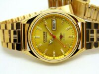 citizen automatic men’s gold plated day date vintage japan made watch run order