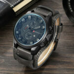 CURREN Mens Army Military Quartz Leather Strap Watch Boys Sports Wrist Watches