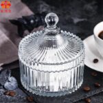 European Style Retro Coffee/Sugar Cube Simple Glass Sugar Bowl INS Posing Storage, Storage Pot Dried Fruit Cup