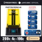 {World Premiere: 11-12 Nov. PST} ANYCUBIC Photon Mono 4K SLA LCD UV Resin 3D Printers 6.23″ 4K Monochrome Screen Fast Printing