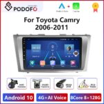 Podofo 9″ 4G+WiFi Android 10.0 Car Radio Multimedia Video Player For Toyota Camry 7 XV 40 50 2006-2011 Navigation GPS Head Unit