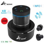 Adin 26w Vibration Speaker Bluetooth Resonance Vibration Touch Stereo Mini Portable Bass Speaker Subwoofe NFC Handsfree with Mic