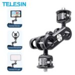 TELESIN 360° Dual Ball Head Magic Arm Mount Adapter 1/4” Screw for Sony Canon Nikon DSLR Cameras Video Light Microphone