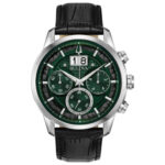 Bulova Sutton Men’s Quartz Chronograph Green Dial Leather Band 44mm Watch 96B310