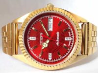 Vintage Citizen Automatic Red Dial Gold Plated Men’s Watch Excellent Condition