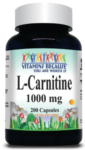 L-Carnitine 1000mg (Free Form) 200 capsules by Vitamins Because