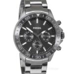 FOSSIL Bannon Mens Multifunction Watch Gray Stainless Steel, Black Dial Day Date