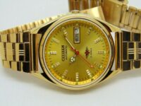 citizen automatic men’s gold plated day date vintage japan made watch run order