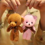 1pc 12cm Cute Funny Bear Doll Plush Toy Children’s Gift Plush Key Chain Cartoon Kawaii Birthday Gift