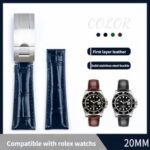 Leather strap for Rolex watch with imported leather Daytona black blue green water ghost log Greenwich yacht 20mm