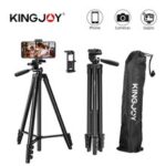 KINGJOY 60” Camera Phone Tripod Stand Compatible with Canon Nikon DSLR with Universal Tablet Phone Holder For Live, Fill Light