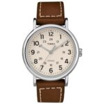 Timex TW2R42400, Weekender Brown Leather Strap Watch, Indiglo, 40MM