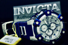 New Invicta Men 54MM CARBON HAWK Blue/White Dial Chronograph SS Strap Watch