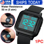 Fashion Men’s Sports Watch LED Large Digital Waterproof Multifunction Wristwatch