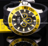 Invicta PRO DIVER Quartz Yellow Silver Black Dial SS Men 50mm Strap Watch