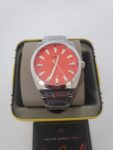 Fossil Men’s Everett Three Hand Red Dial Stainless Steel Watch NIB FS5984