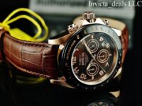 Invicta Men’s 43mm SPEEDWAY Chronograph BROWN Dial Rose Tone 200m SS Watch-RARE