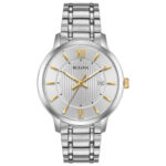 Bulova Men’s Quartz  Date Roman Numerals Gold-Tone Accents 40mm Watch 98B306