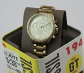 NEW AUTHENTIC FOSSIL MODERN COURIER CHRONOGRAPH GOLD WOMEN’S BQ3378 WATCH