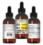 Vitamin D3 and K2 Liquid Drops – for Healthy Heart, Immune System – High Potency