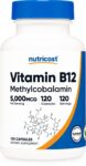 Nutricost Vitamin B12 (Methylcobalamin) 5000mcg, 120 Capsules – Non-GMO