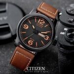 Citizen Men’s Eco-Drive Chandler Black Dial Brown Leather Strap Watch BM8475-26E