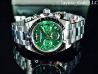 Invicta Men’s 40mm SPEEDWAY DRAGSTER Chronograph GREEN DIAL Silver Tone SS Watch