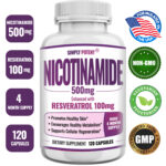 Nicotinamide 500mg + 100mg Resveratrol, Anti-aging NAD Supplement, 120 Capsules