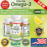 BEST TRIPLE STRENGTH Omega 3 Fish Oil Pills (3 MONTH SUPPLY) 2400mg HIGH POTENCY