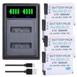 AsperX EN-EL12 EN EL12 ENEL12 Battery Bateria + Charger with Type C Port for Nikon Coolpix S9700 S9500 S9400 S9300 S9100 S8200