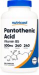 Nutricost Pantothenic Acid (Vitamin B5) 500mg, 240 Capsules – High Quality