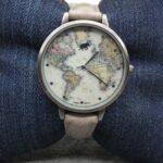 World Map Watch 549510 Quartz Beige Faux-Leather Band Round 38 mm Case