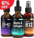 3-IN-1  Vitamin D3 and K2 Drops +Biotin and Collagen Drops+ Vitamin B12 Spray