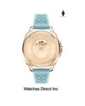 Brand New Coach Boyfriend Women’s Rose Gold Teal Silicone Strap Watch 14503979