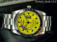 NEW Invicta Men’s 45mm Specialty Quartz YELLOW LEMON Dial Silver Tone SS Watch