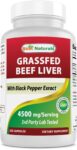 Best Naturals Grass Fed Beef Liver Capsules 4500mg 250 Count