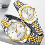 Men’s Women Rhinestone Dial Date Waterproof Luxury Stainless Steel Wrist Watch