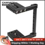 CAMVATE DSLR Camera Cage Video Rig With 15mm Cross Bar & 1/4″-20 & 3/8″-16 Thread Holes For Canon Nikon Sony Panasonnic